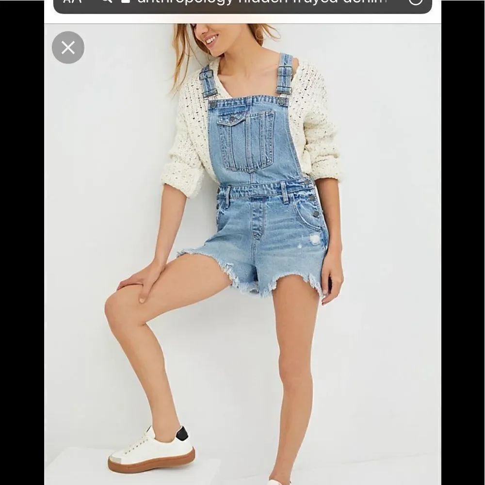 Hidden Frayed Denim Short Overalls - Picture 3 of 13